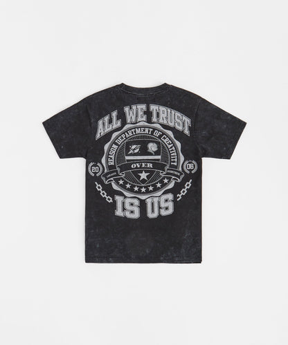 Born Real Embroidered Short Sleeve Tee - Washed Black