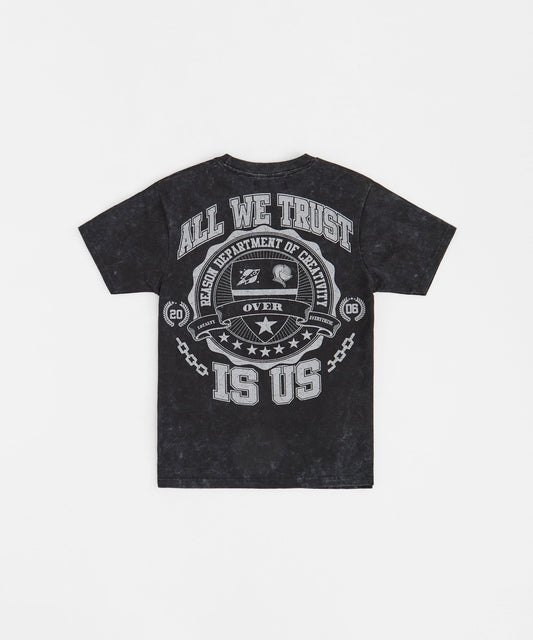 Born Real Embroidered Short Sleeve Tee - Washed Black