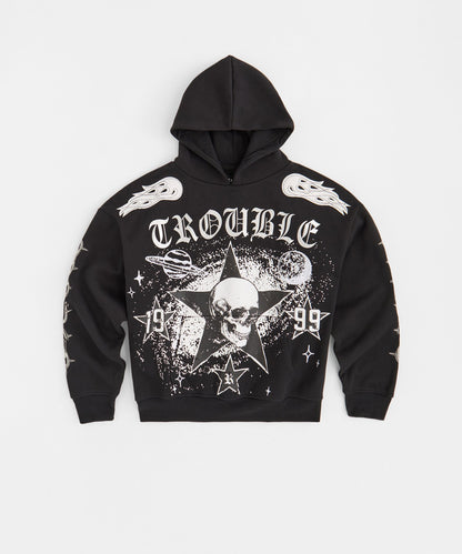 Reckless Trouble Rhinestone Hoodie - Black