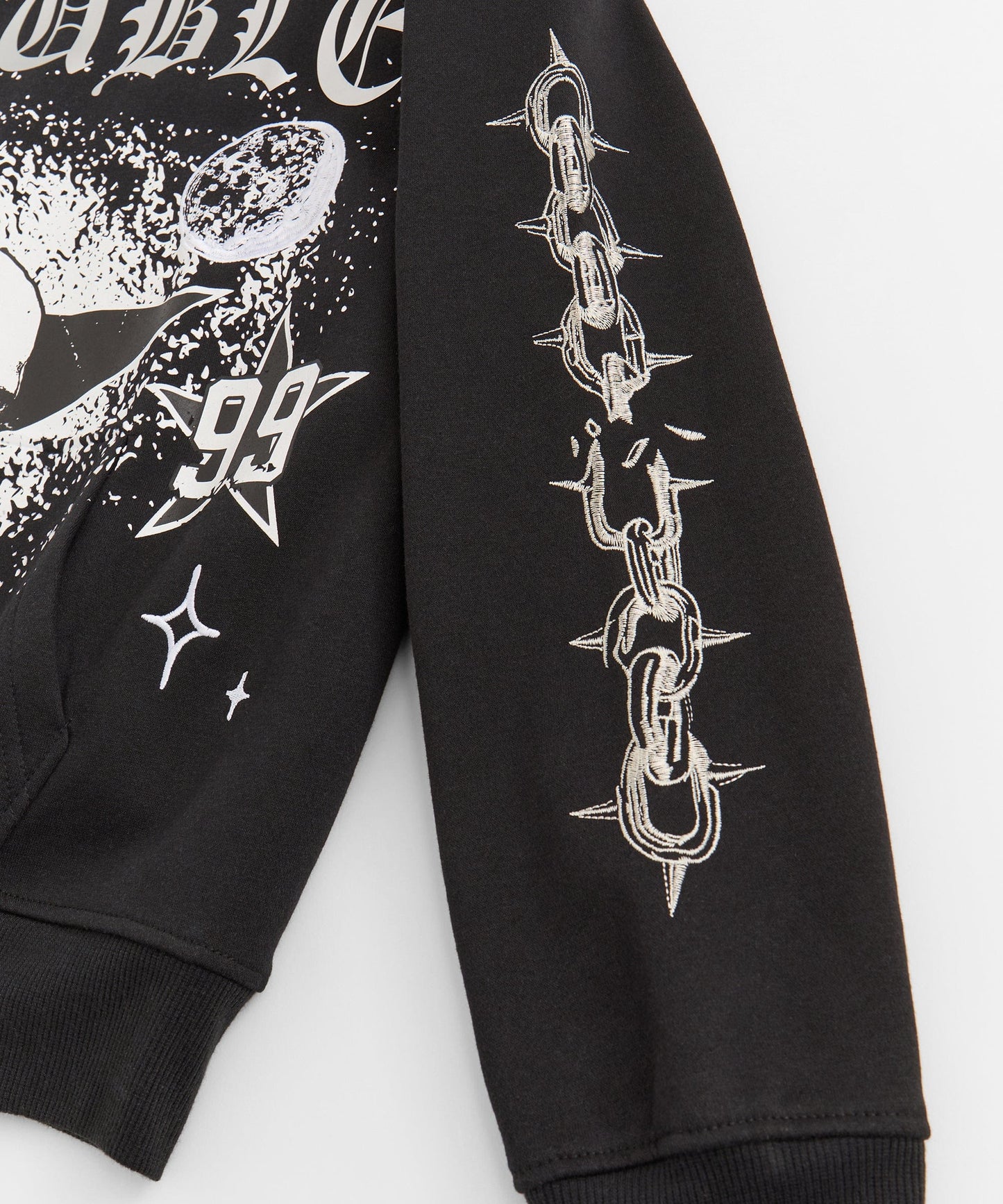 Reckless Trouble Rhinestone Hoodie - Black