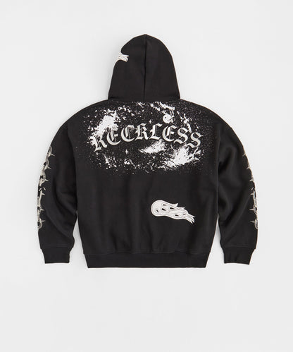 Reckless Trouble Rhinestone Hoodie - Black