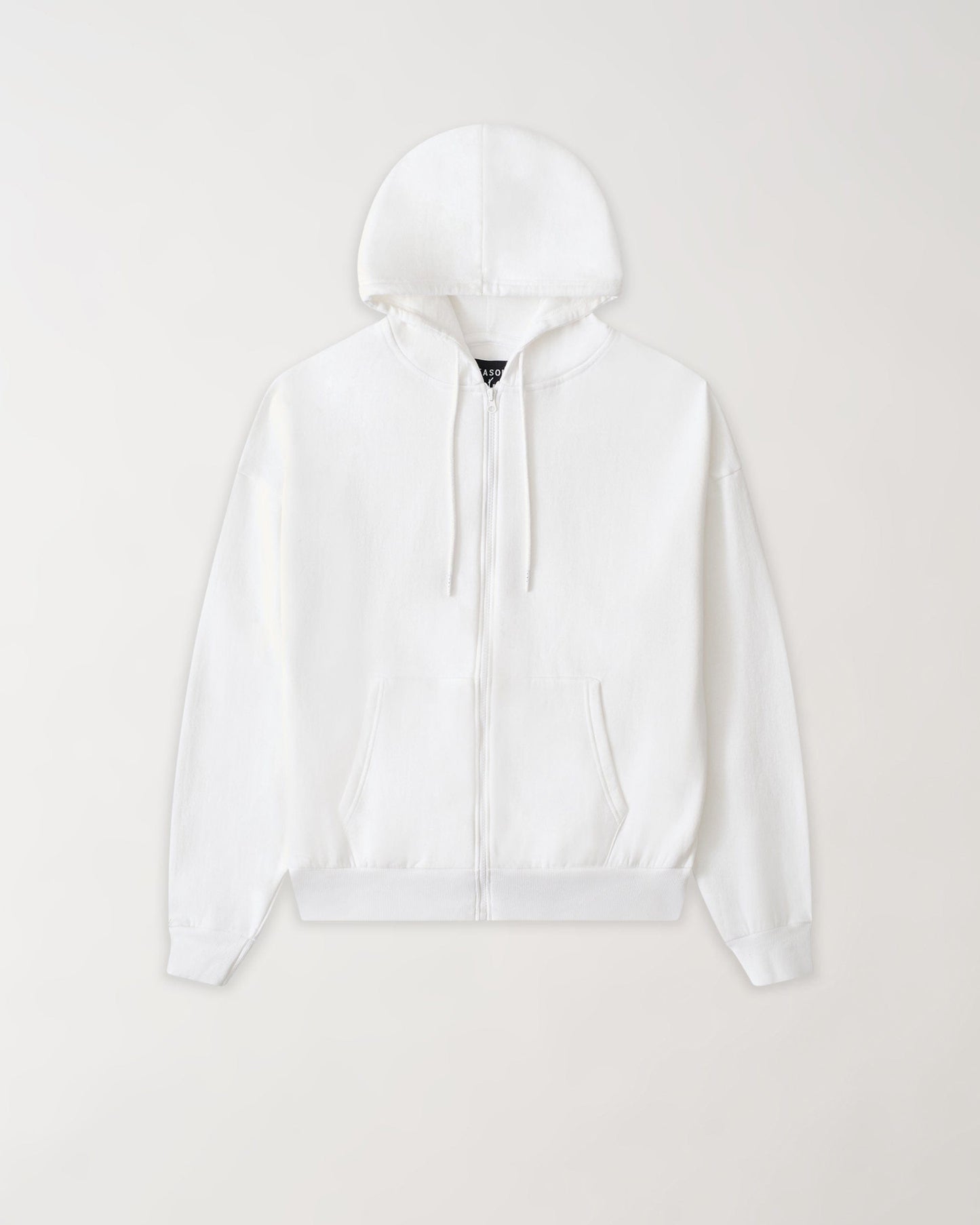 Essential Heavyweight Fleece Baggy Fit Comfy Zip Up Hoodie - White