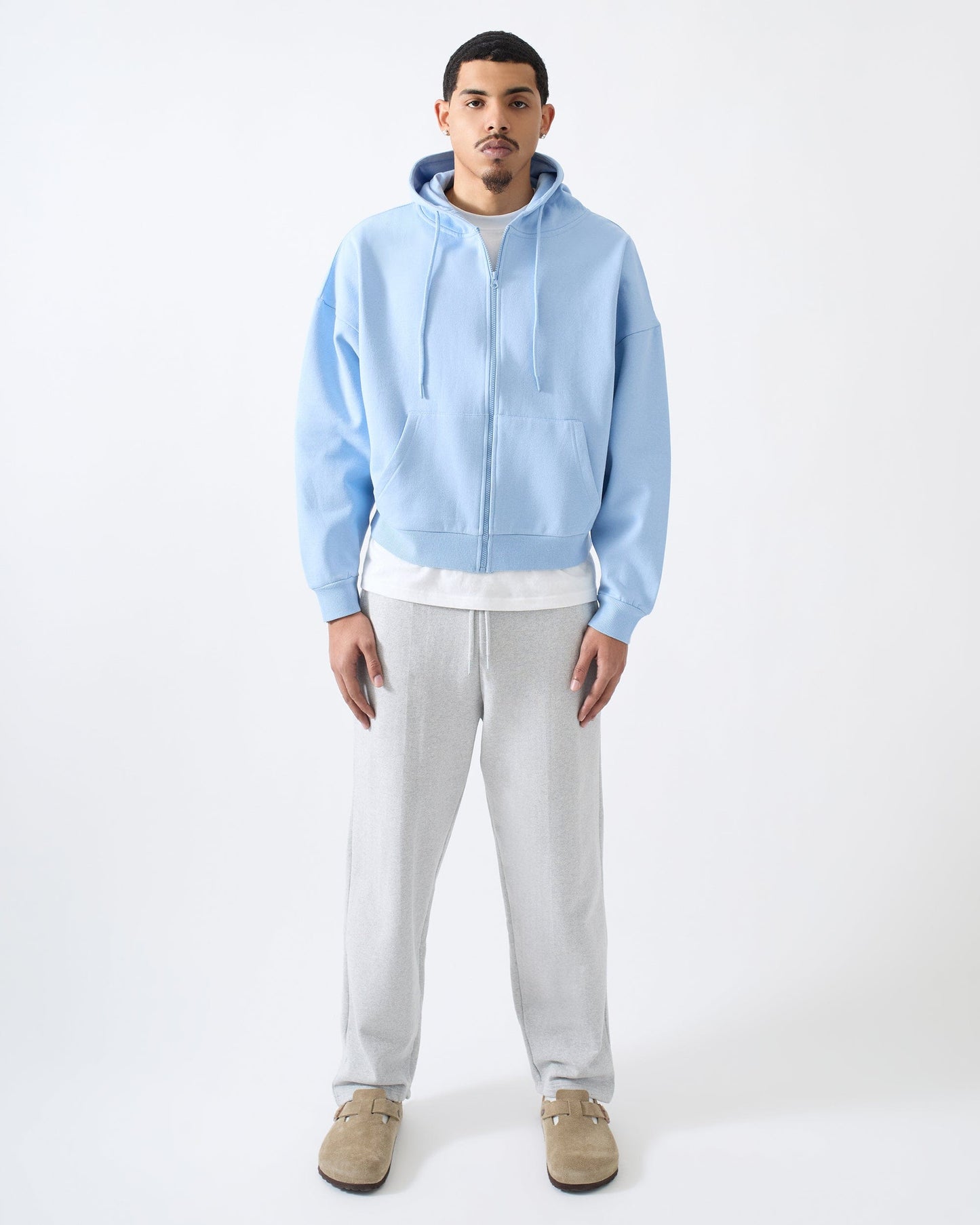 Essential Heavyweight Fleece Baggy Fit Comfy Hoodie - Blue