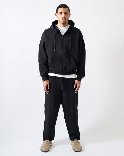 Essential Heavyweight Fleece Baggy Fit Comfy Hoodie - Black