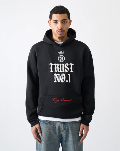 Trust No 1 Front And Back Print Hoodie - Black