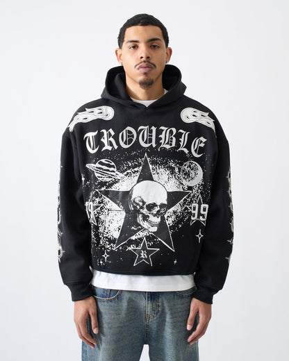 Reckless Trouble Rhinestone Hoodie - Black