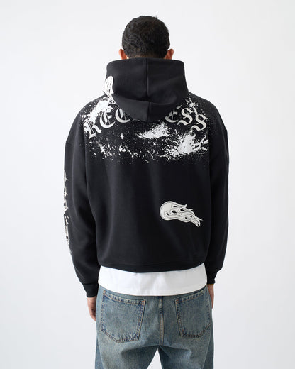 Reckless Trouble Rhinestone Hoodie - Black