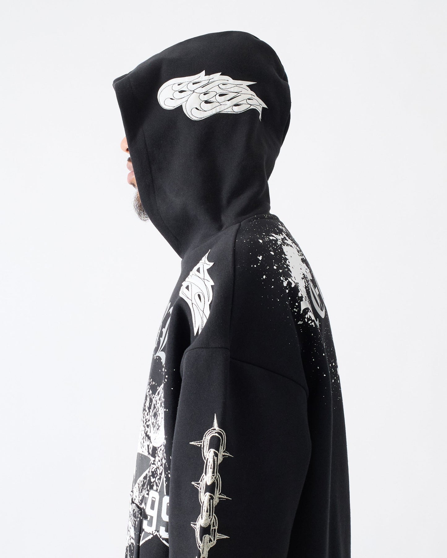 Reckless Trouble Rhinestone Hoodie - Black