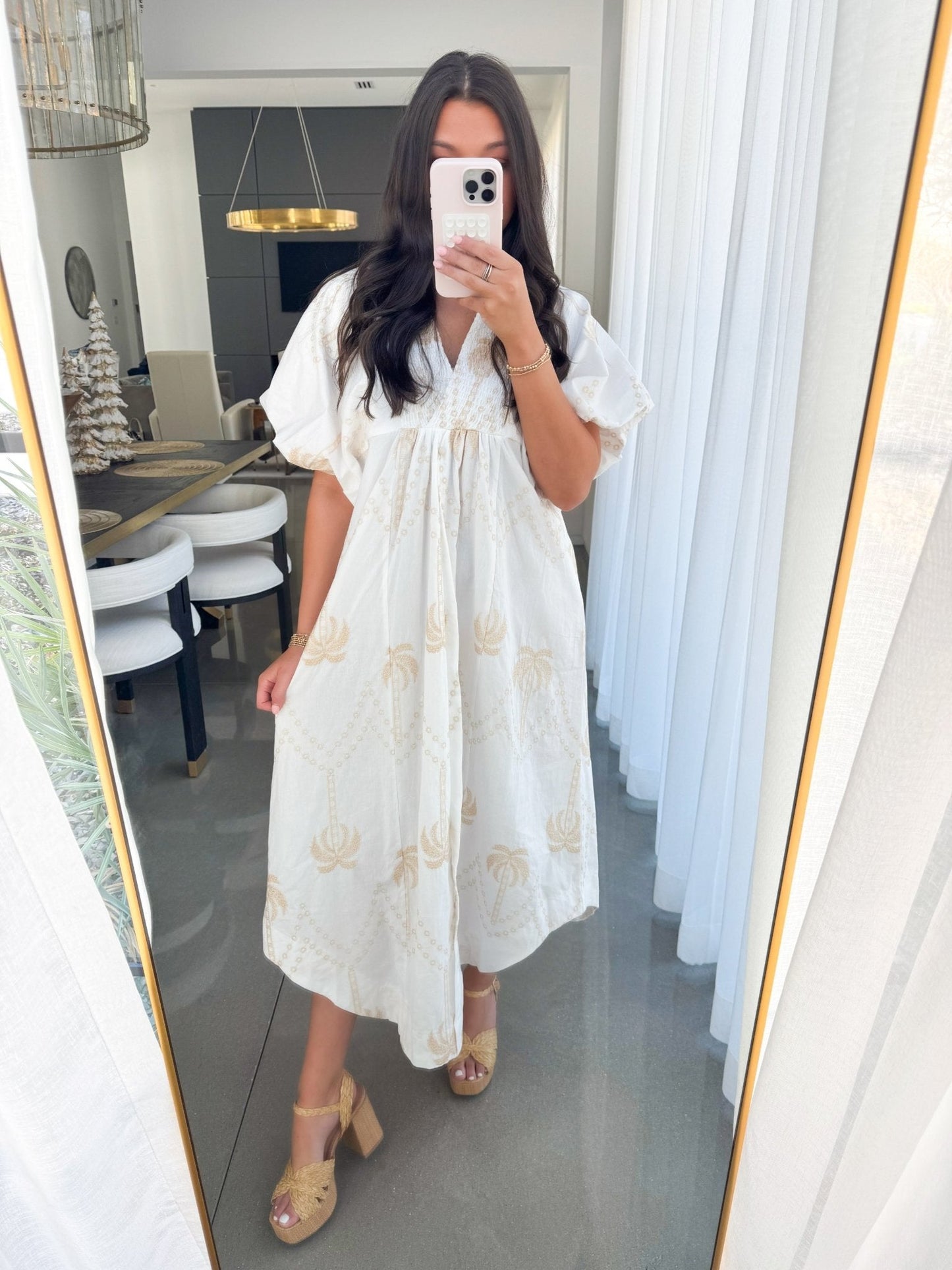 Well Wishes White Embroidered Midi Dress