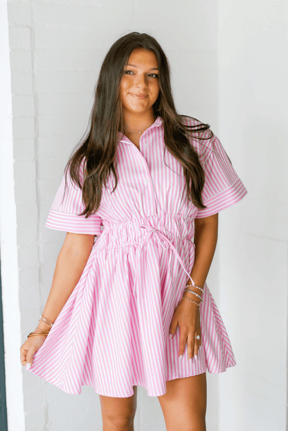 Paris Pink Striped Dress