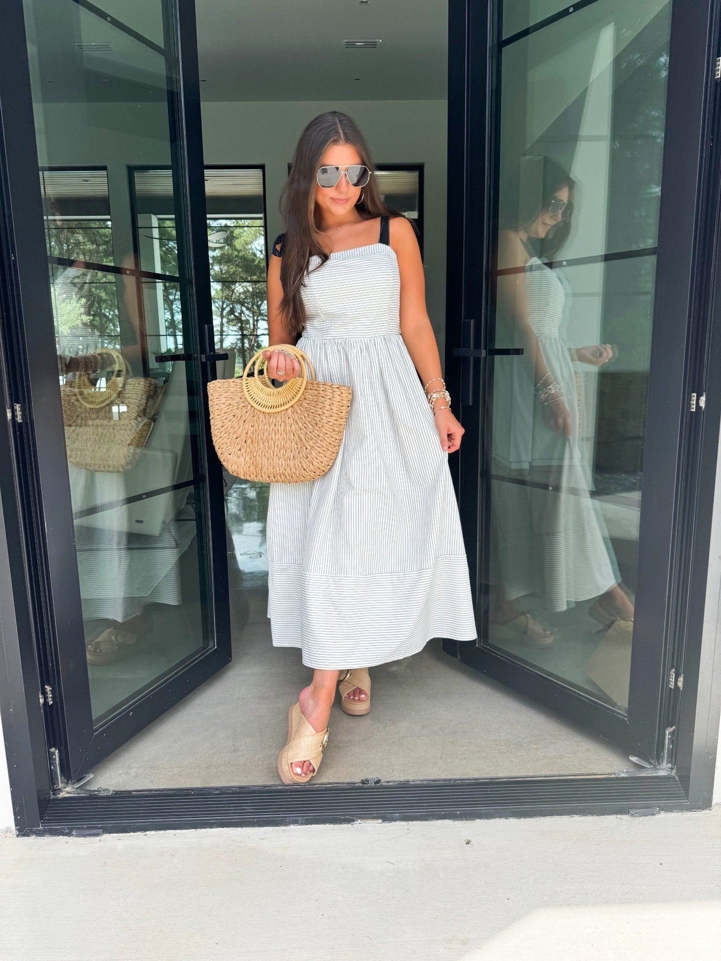 With Love White Striped Midi Dress ~FINAL SALE~