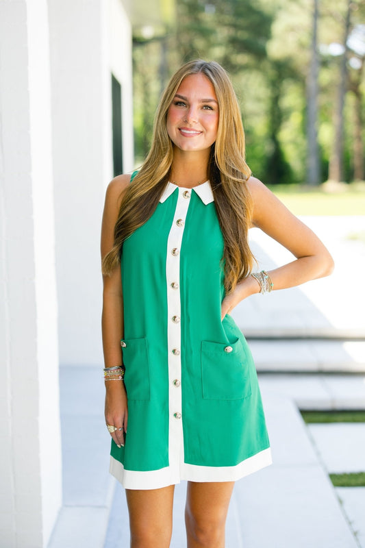 So Chic Green Collared Dress ~FINAL SALE~