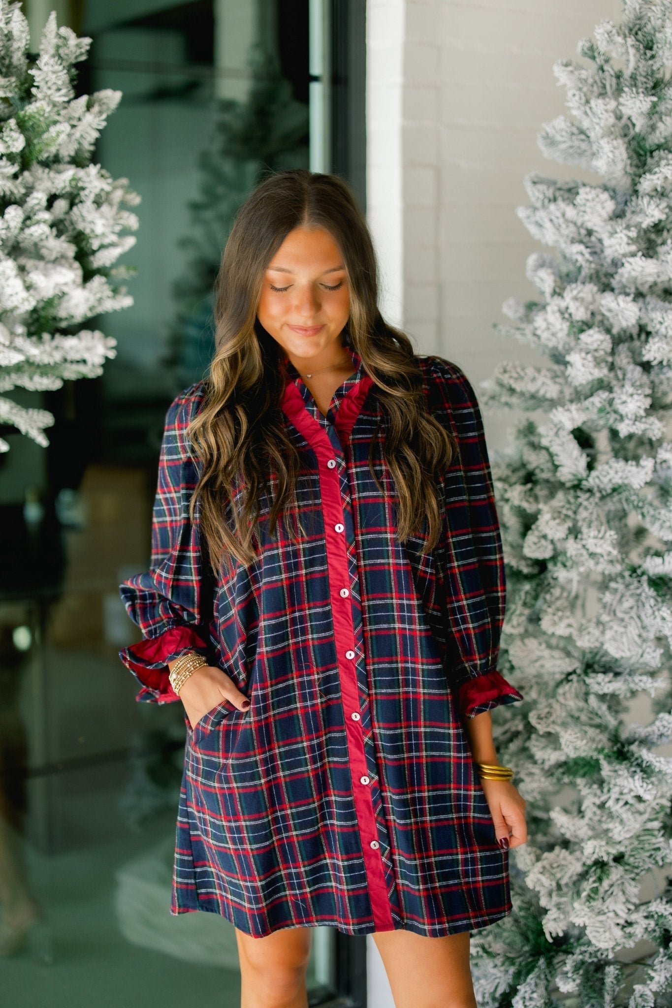 Dark Nights Navy Plaid Dress ~FINAL SALE~