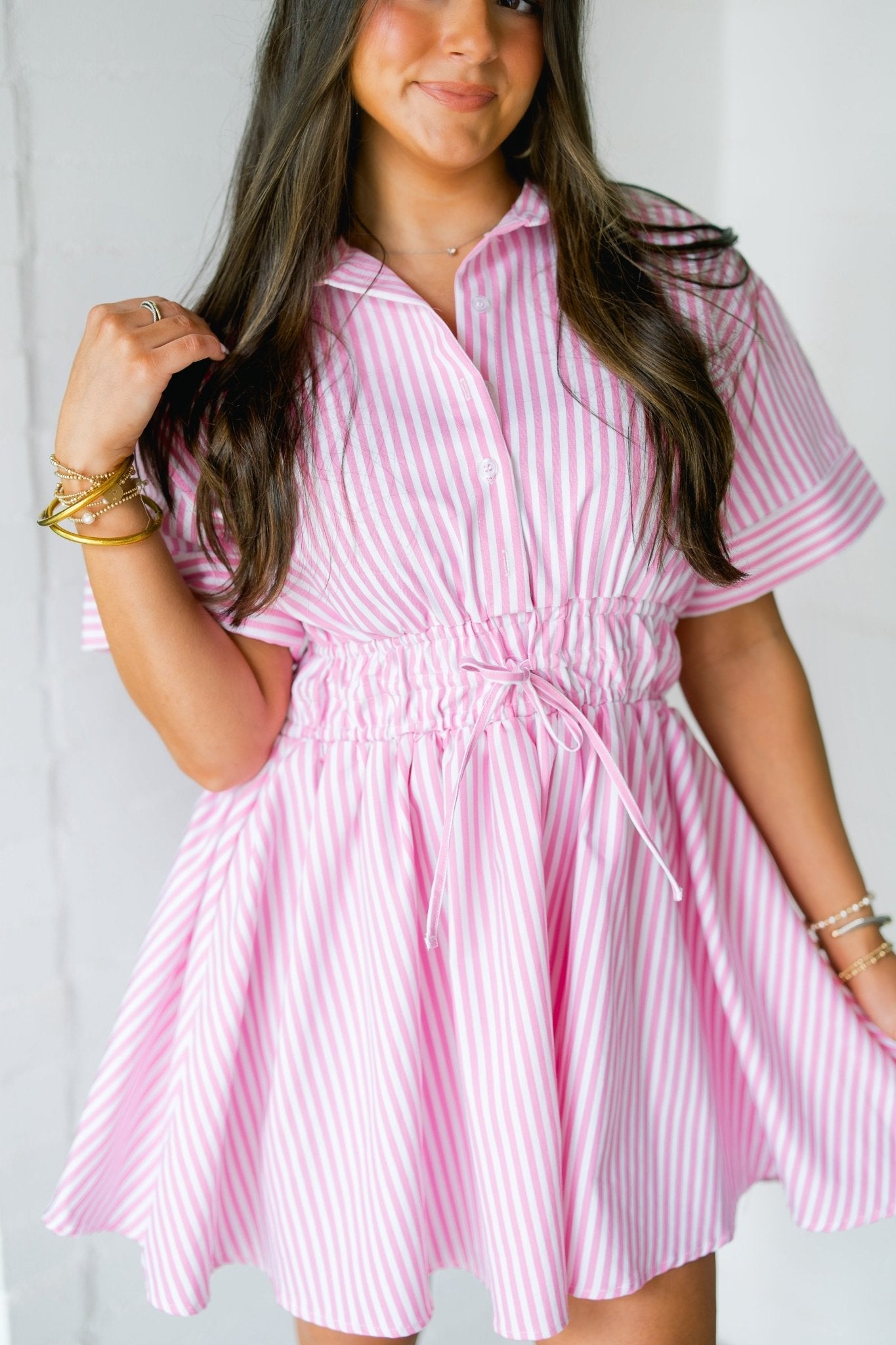 Paris Pink Striped Dress