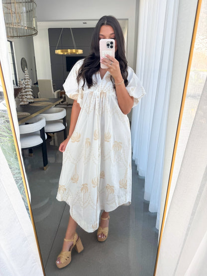 Well Wishes White Embroidered Midi Dress
