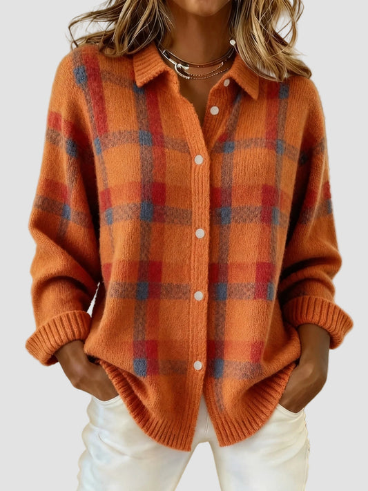 Ruthie | Cozy Plaid Knit Cardigan