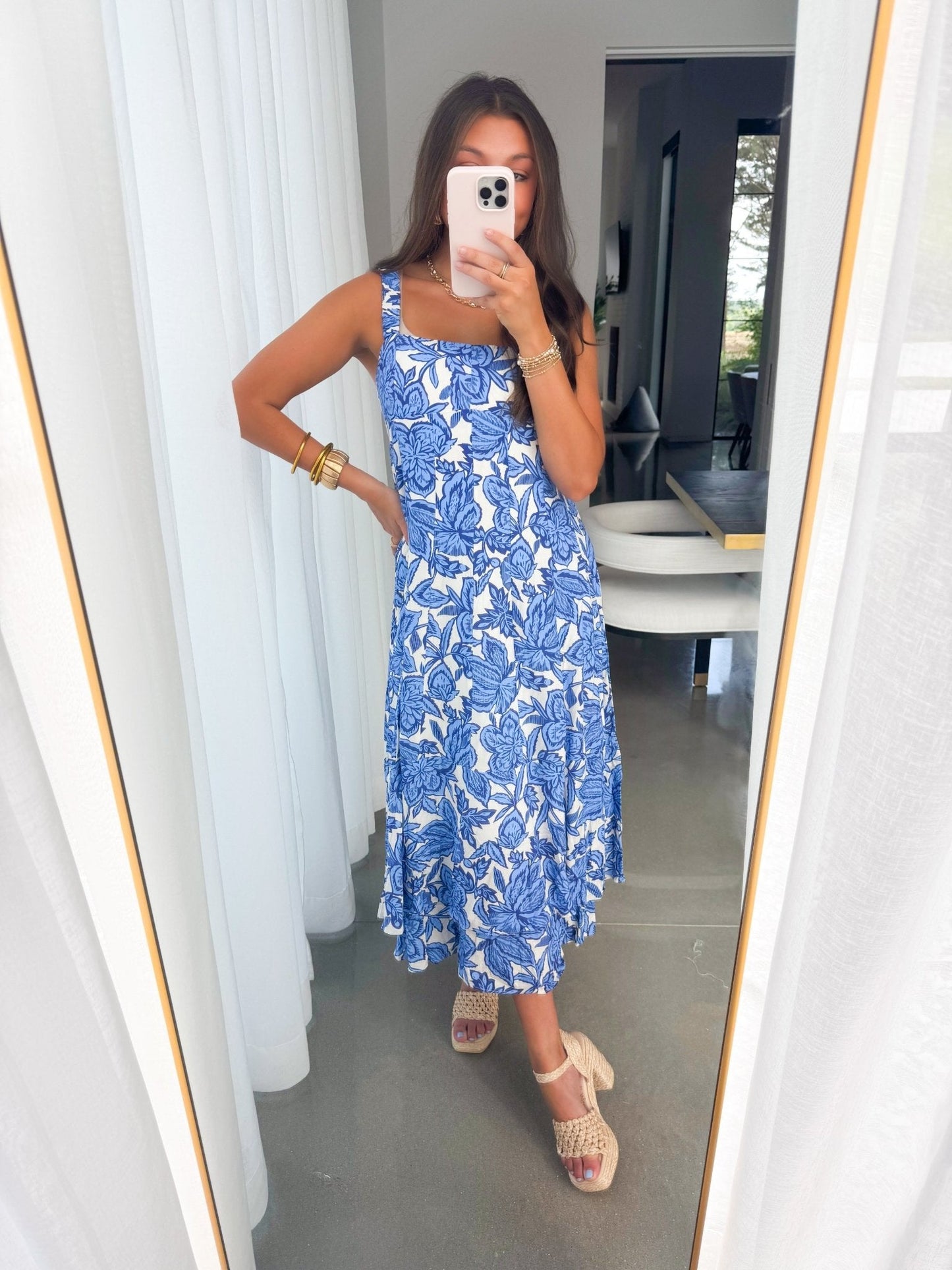 Bright and Blue Floral Printed Dress ~FINAL SALE~