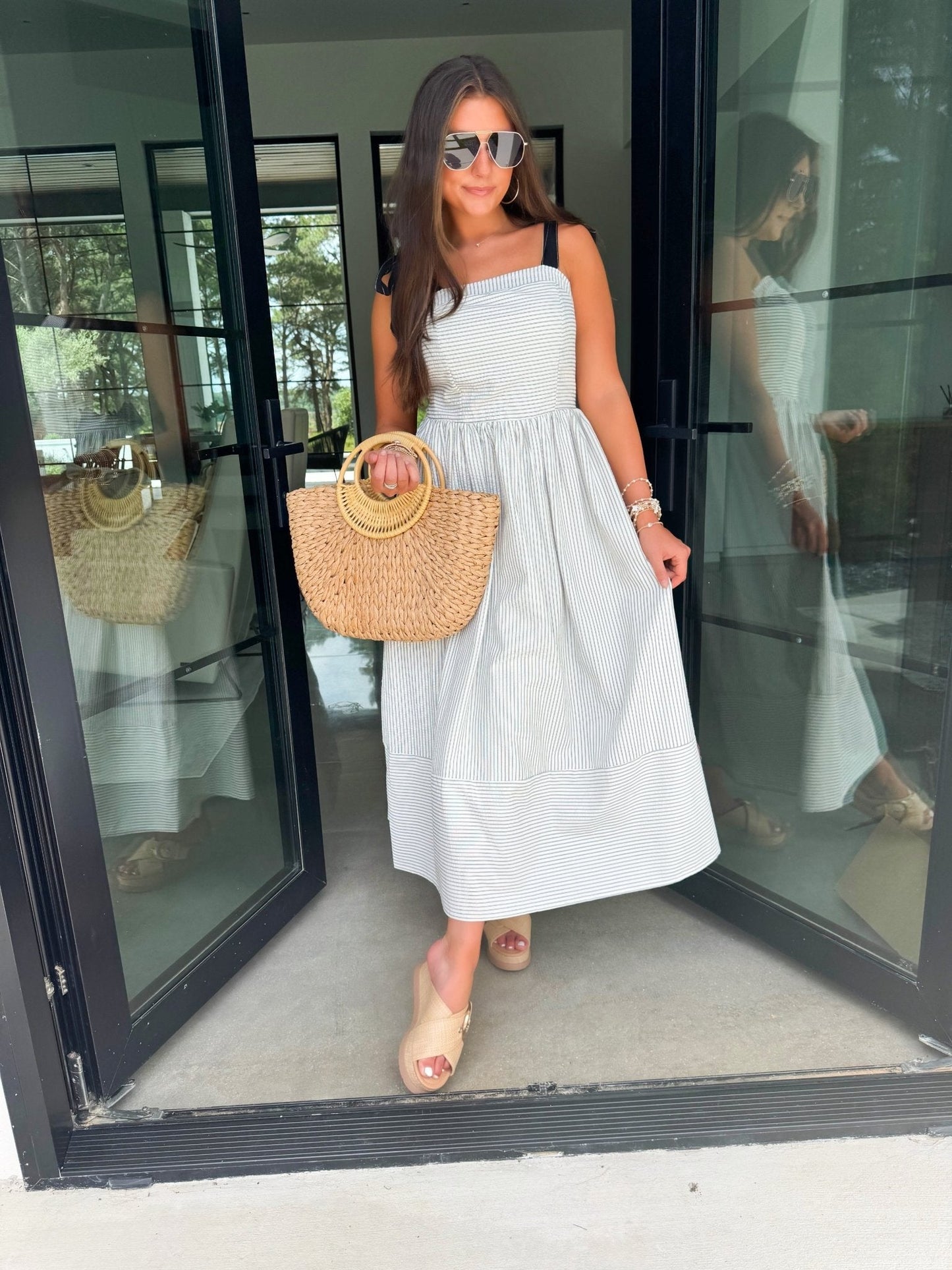 With Love White Striped Midi Dress ~FINAL SALE~