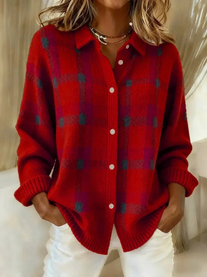 Ruthie | Cozy Plaid Knit Cardigan