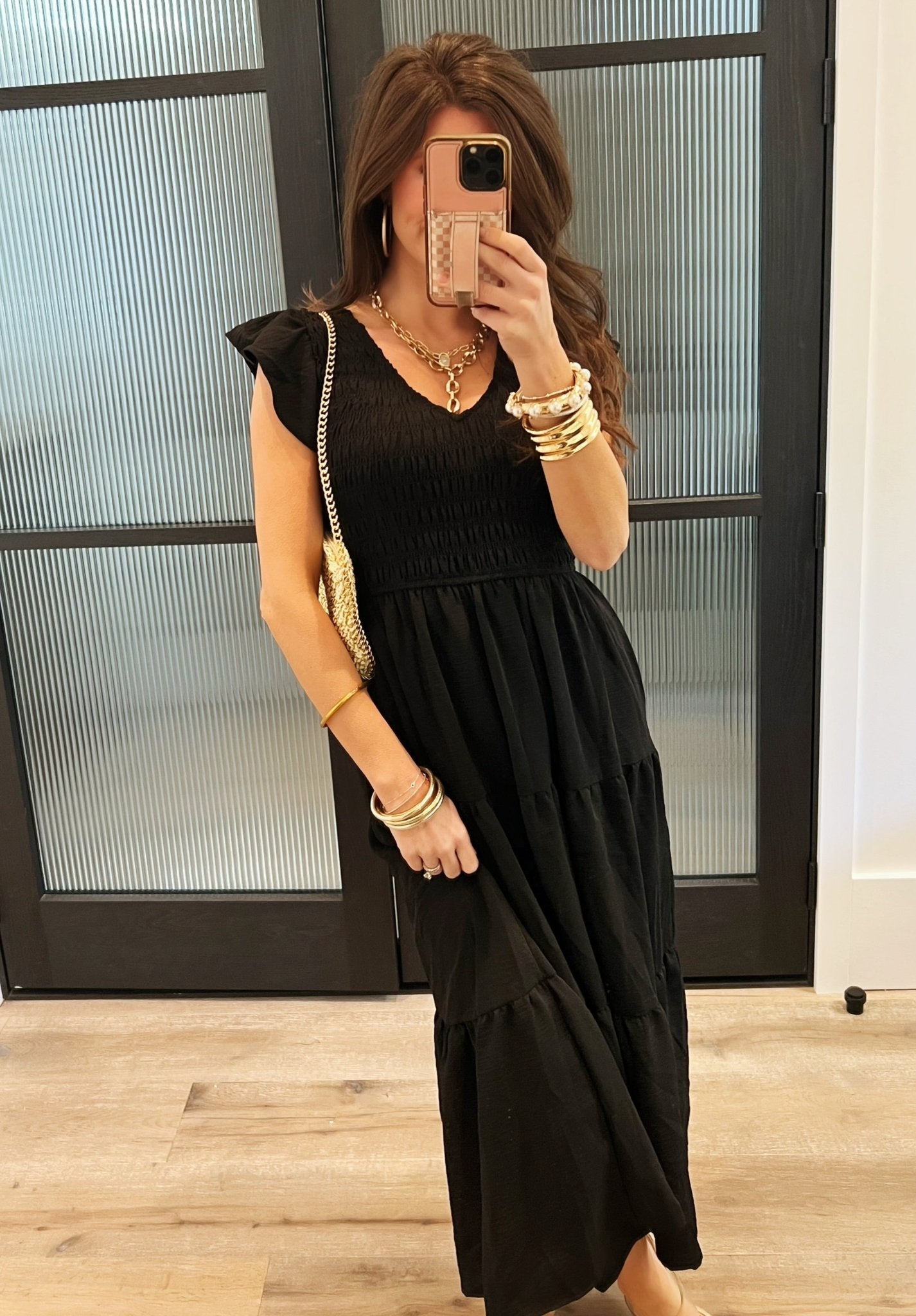 Rylee Ruffled Sleeve Dress-Black