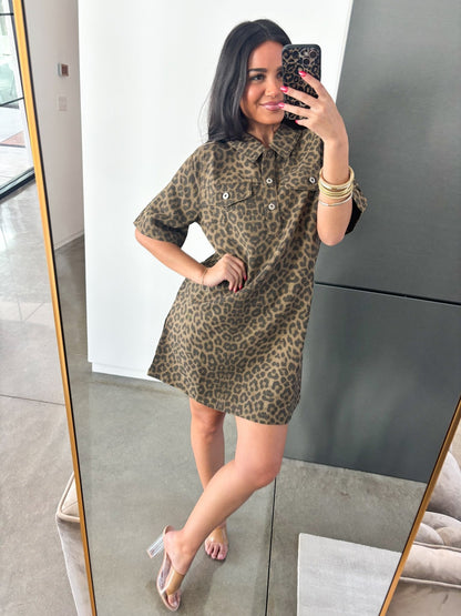 Mocha Mini Leopard Dress ~FINAL SALE~