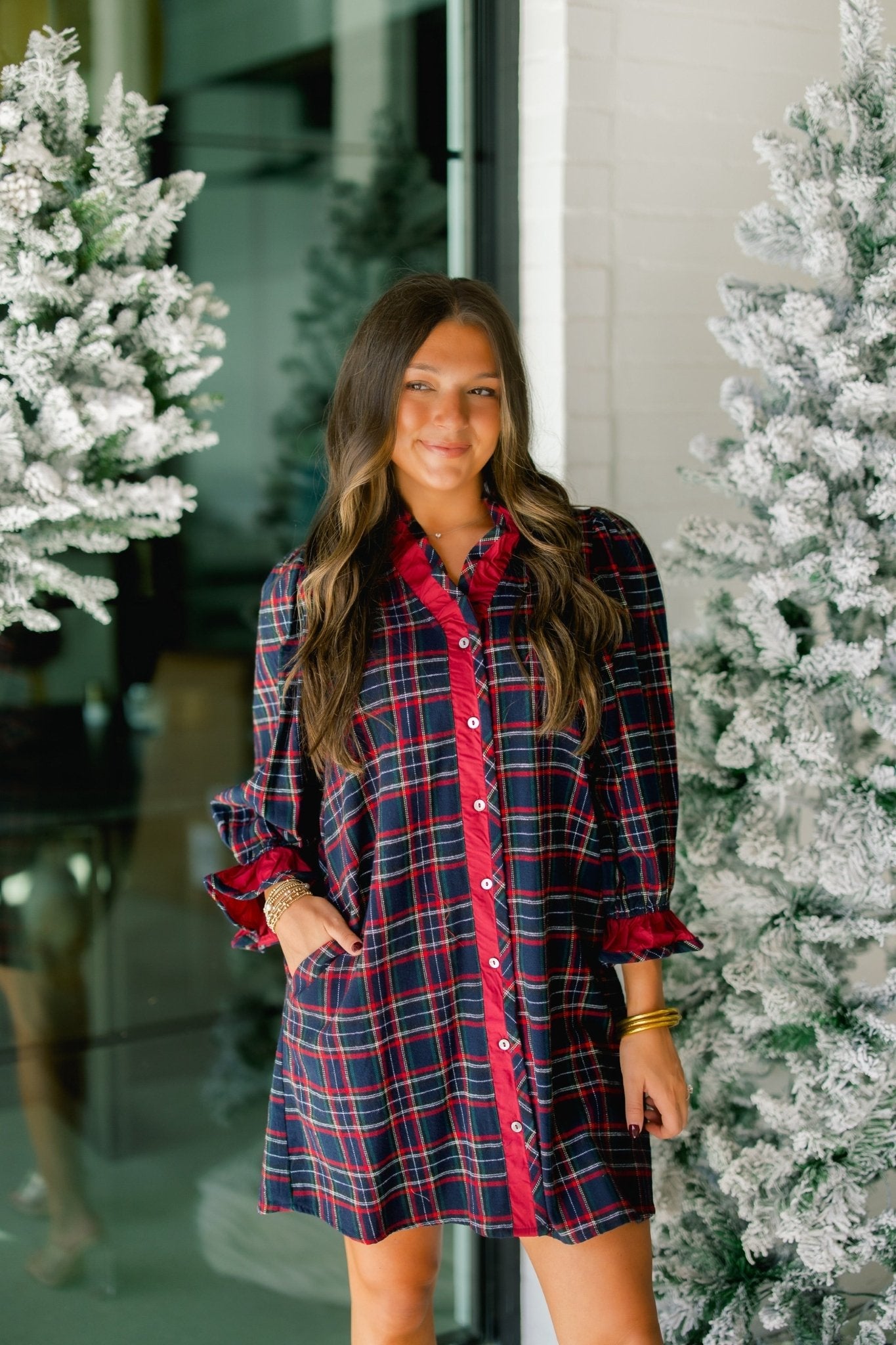 Dark Nights Navy Plaid Dress ~FINAL SALE~