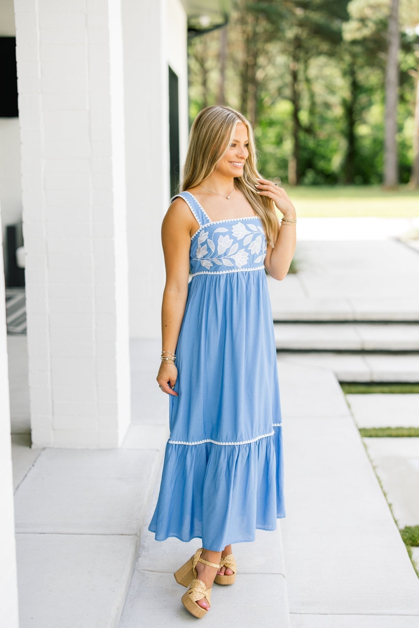 Call Me Cute Chambray Embroidered Dress ~FINAL SALE~
