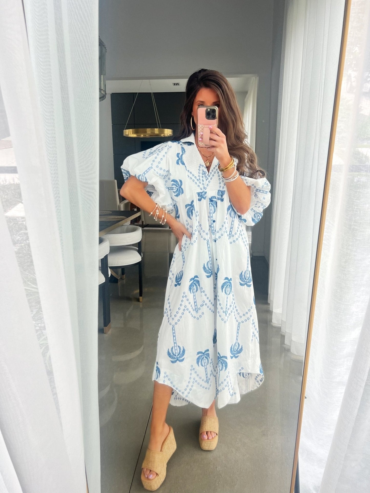 Well Wishes Blue Embroidered Midi Dress
