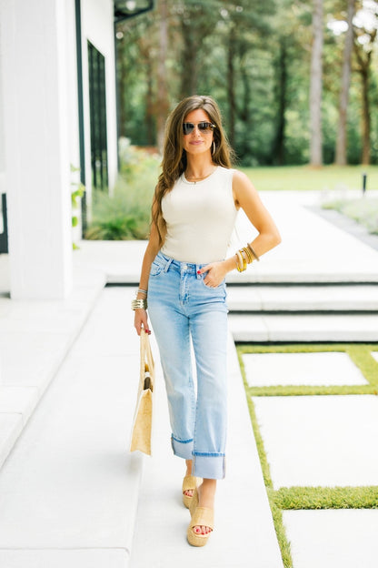 Love You More Light Wash Cuffed Denim