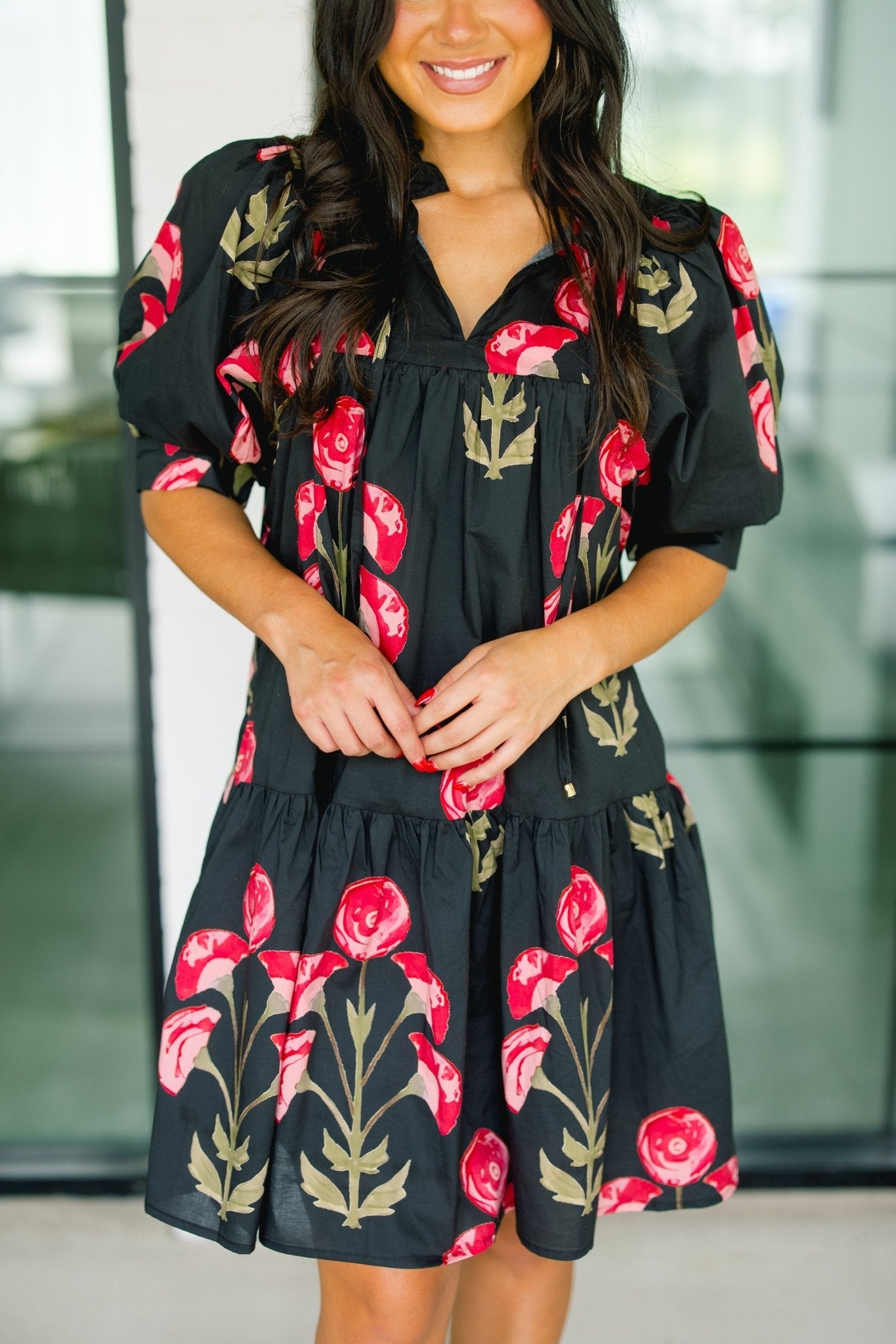 Moody Florals Black Dress