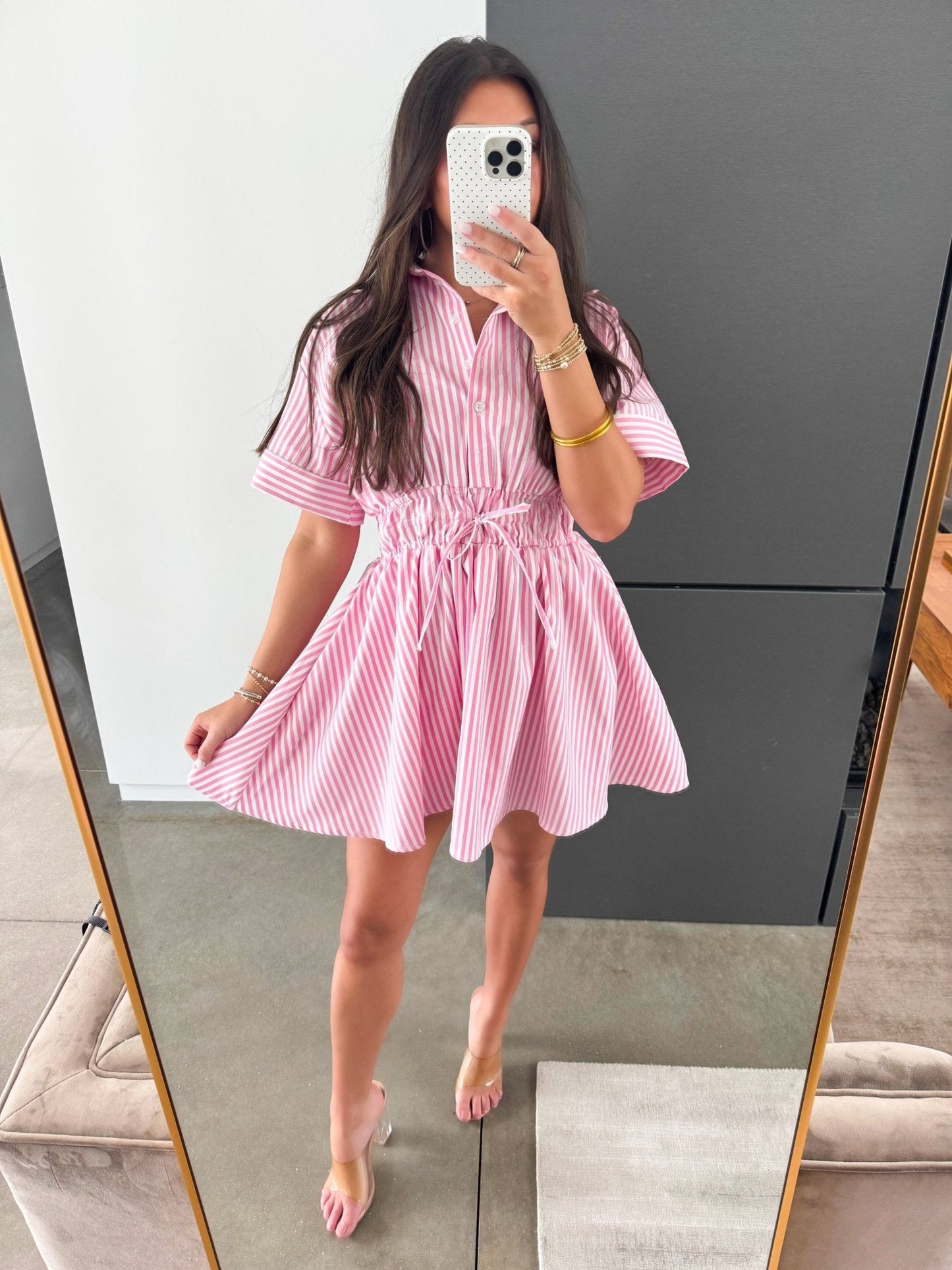 Paris Pink Striped Dress