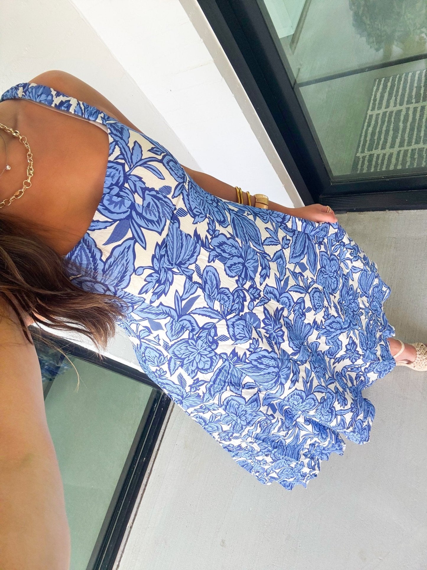 Bright and Blue Floral Printed Dress ~FINAL SALE~