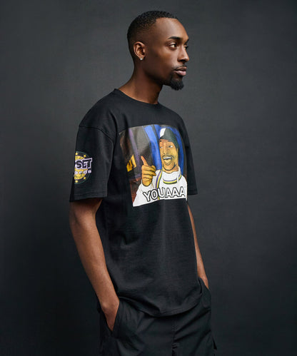 Mad Sleeve Print Short Sleeve Tee - Black