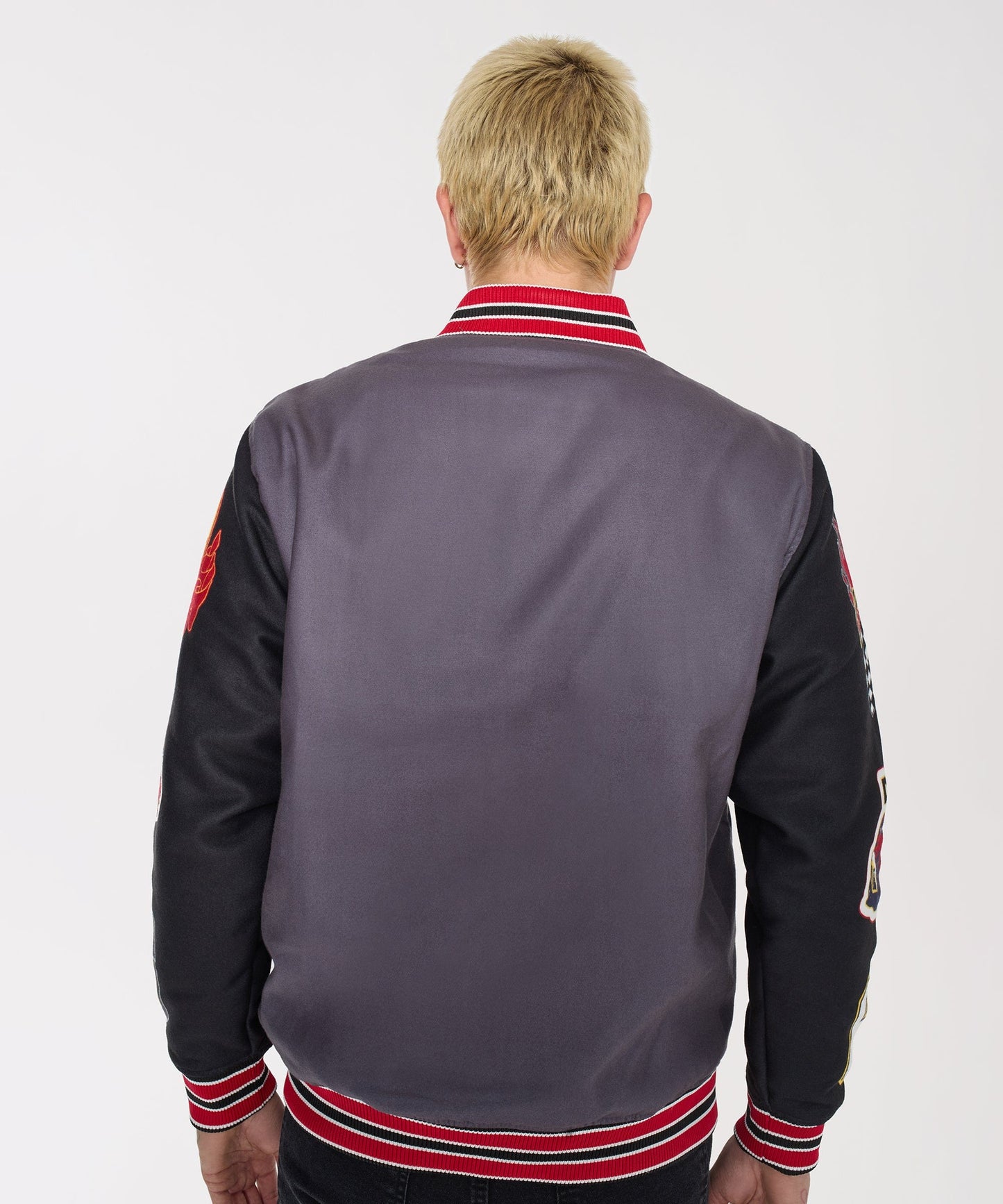 Dodge Hellcat Embroidery Varsity Jacket - Grey