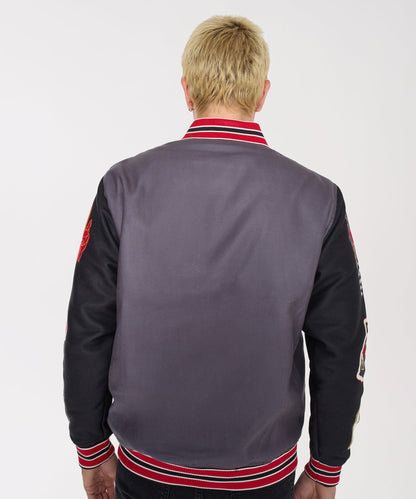 Dodge Hellcat Embroidery Varsity Jacket - Grey