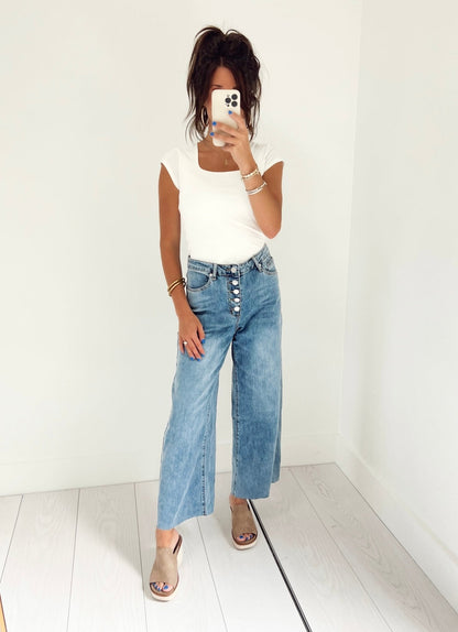 Watch Me Walk Washed Denim