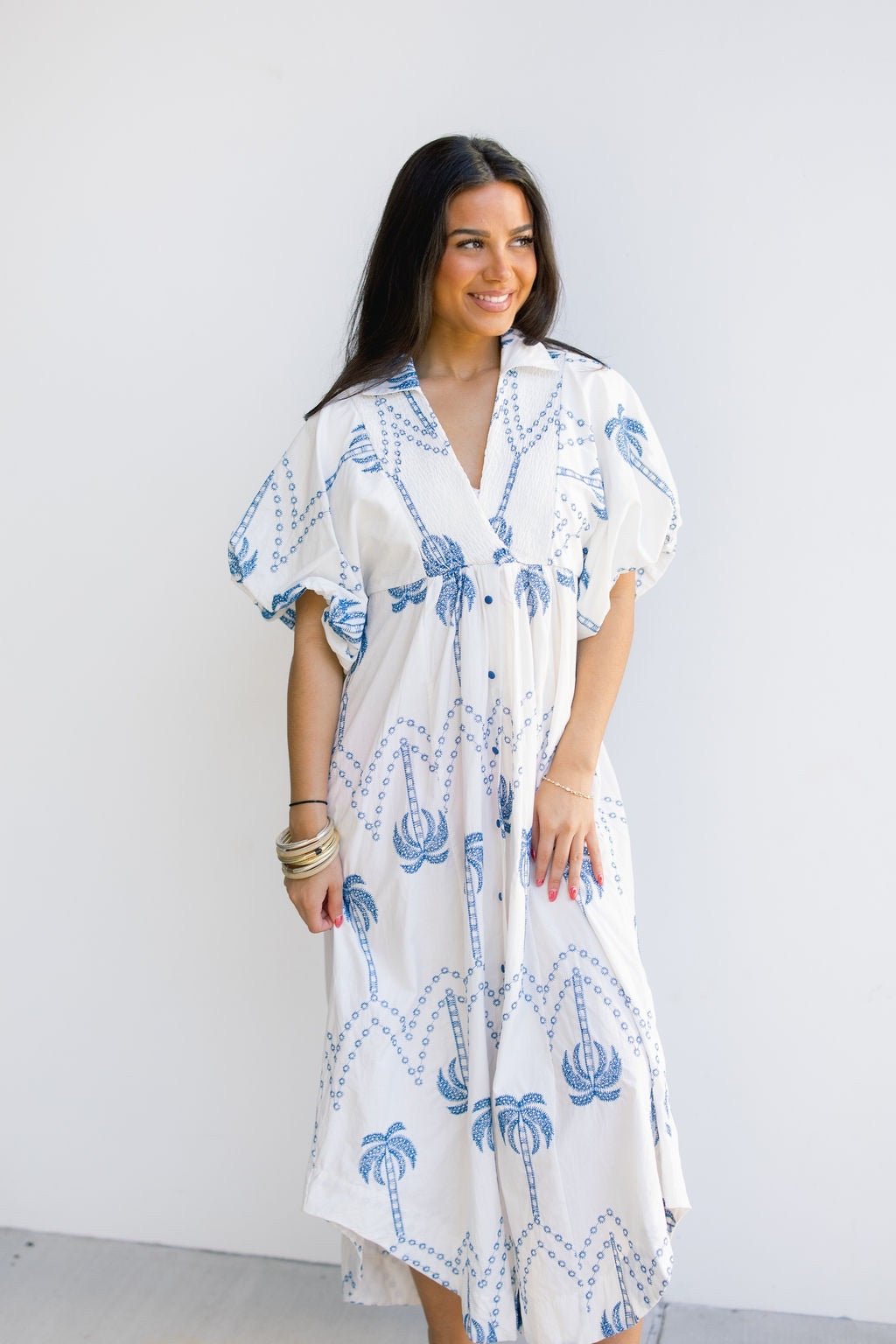 Well Wishes Blue Embroidered Midi Dress