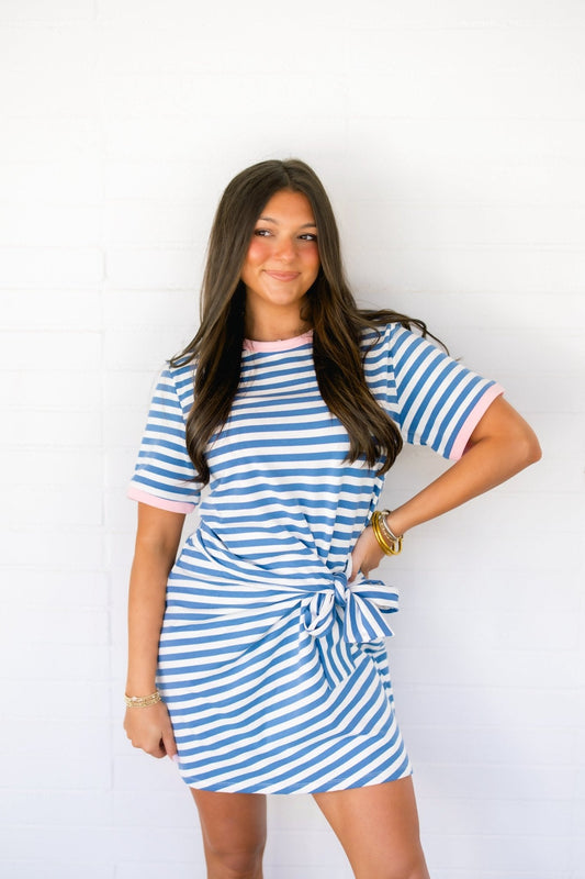 Coastal Blue Striped Mini Dress