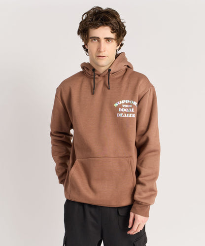 Support Local Iridescent Foil Print Hoodie - Brown