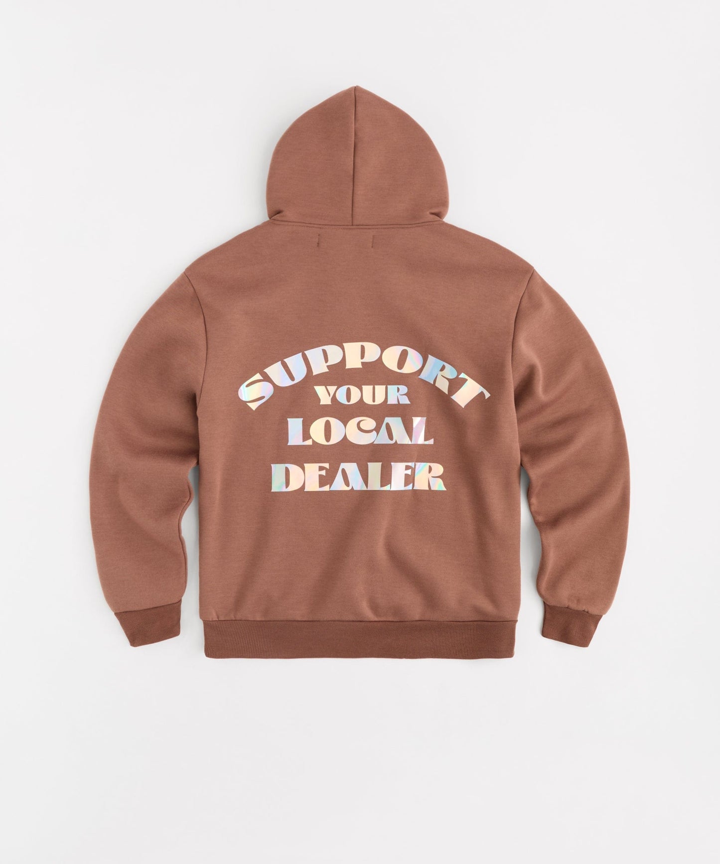 Support Local Iridescent Foil Print Hoodie - Brown