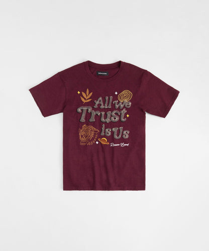 All We Trust Is Us Embroidered Short Sleeve Tee - Brown