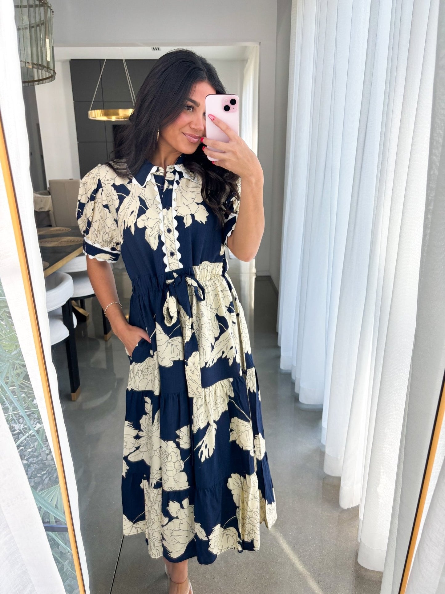 Touch Of Florals Navy Printed Dress
