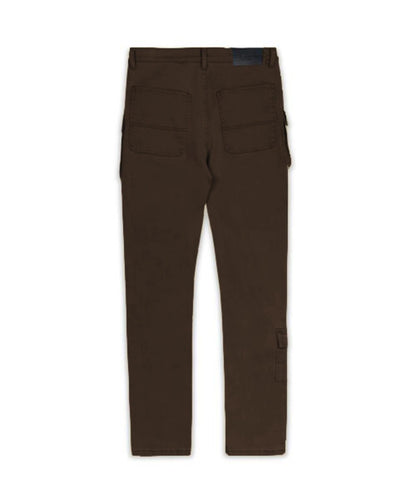 Multi Pocket Cargo Denim Pants - Brown