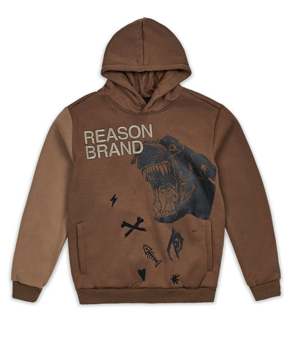 Doberman 3D Embroidery Hoodie - Brown