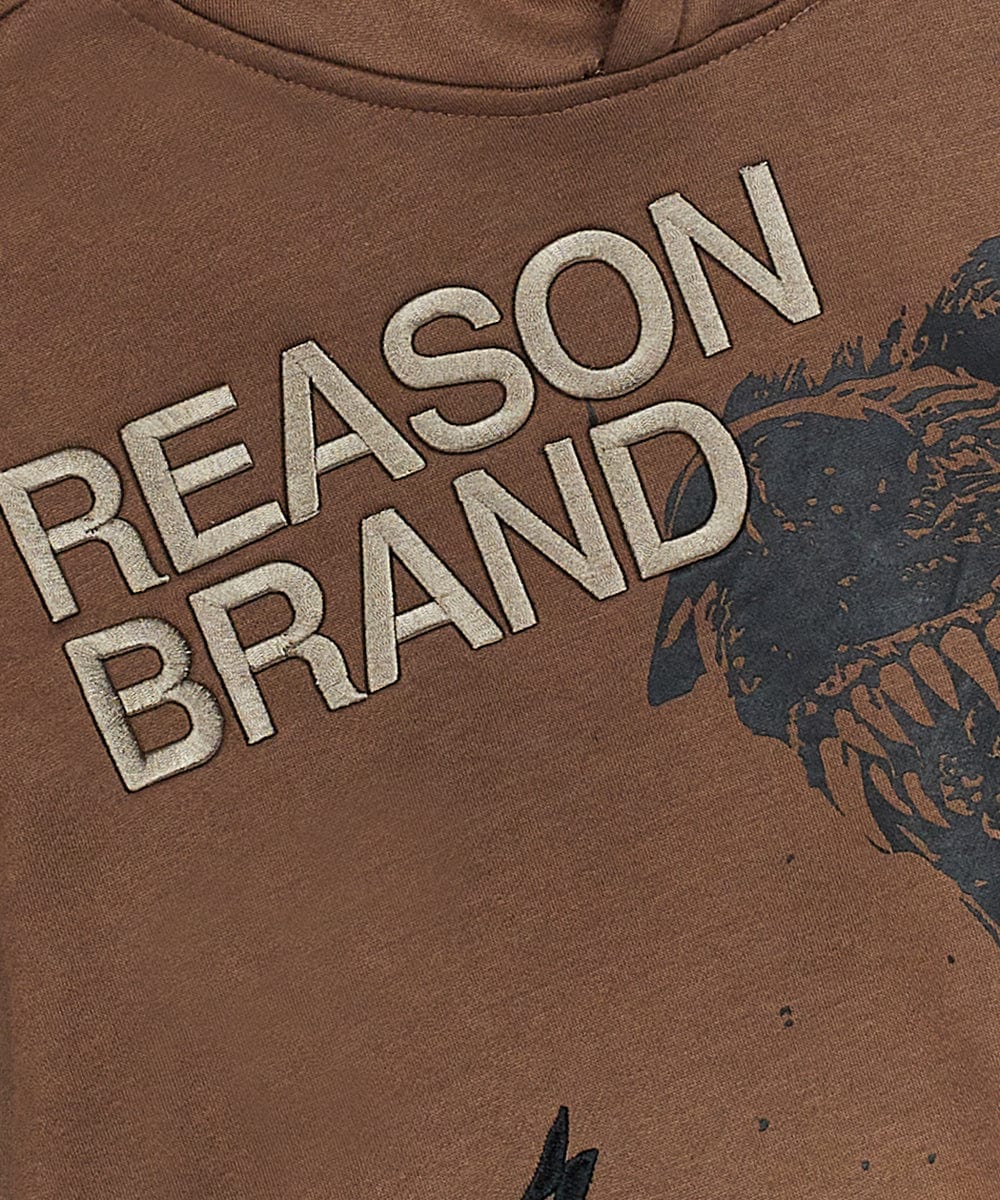 Doberman 3D Embroidery Hoodie - Brown