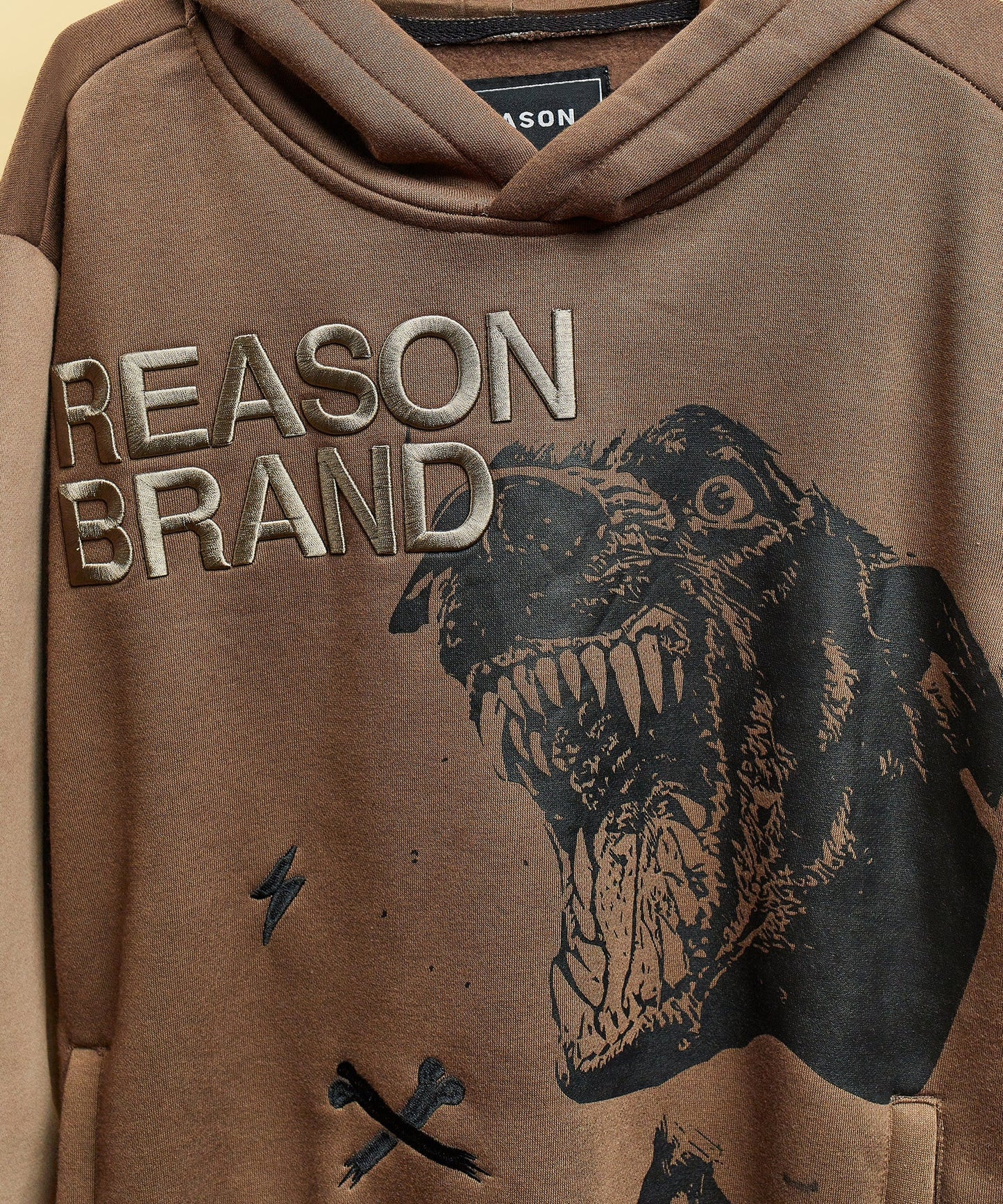 Doberman 3D Embroidery Hoodie - Brown