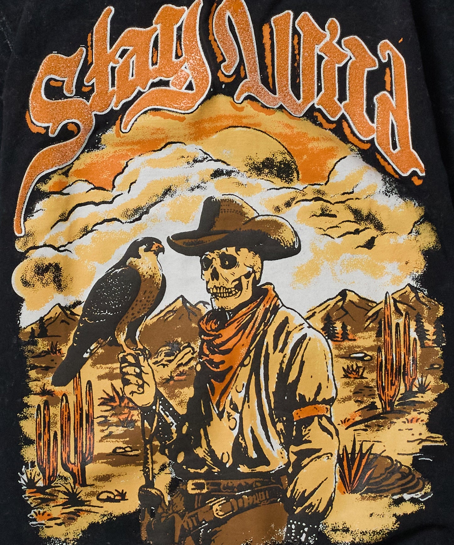 Stay Wild Sugar Print Short Sleeve Tee - Charcoal