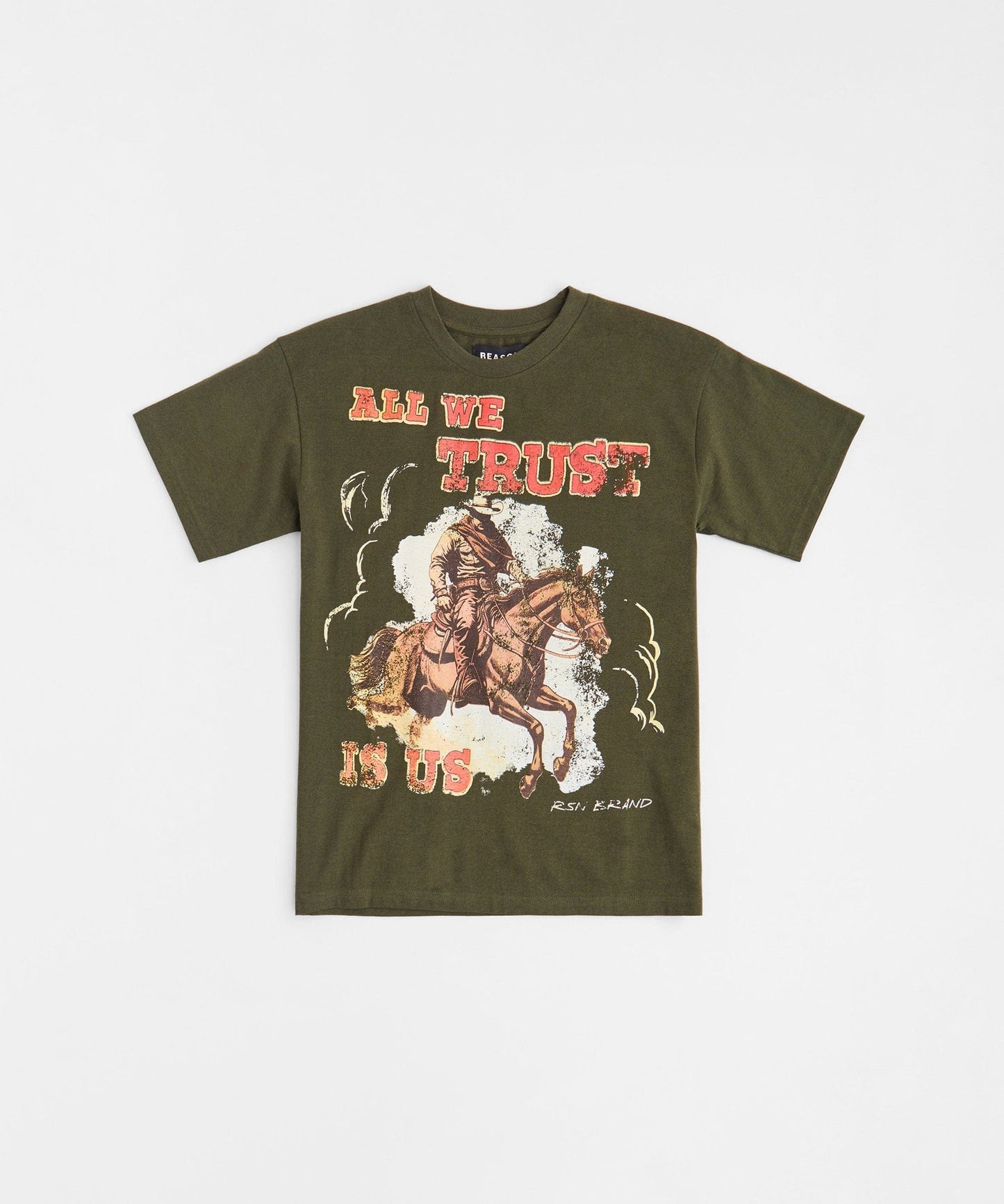 All We Trust Is Us Vintage Short Sleeve Tee - Burnt Olive