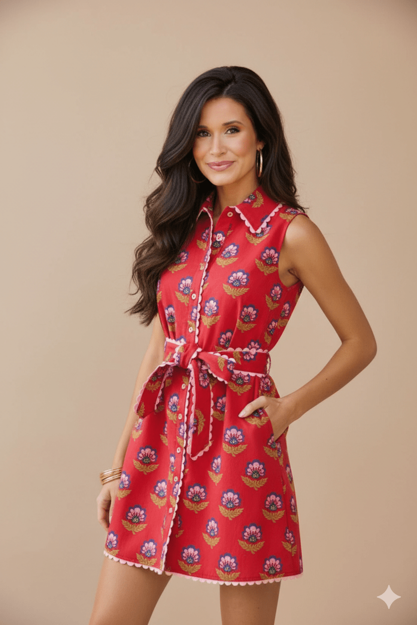 Poppy Red Floral Dress