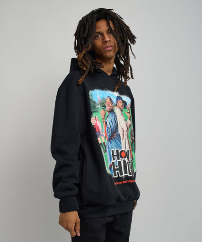 How High Oversized Front Print Hoodie - Black